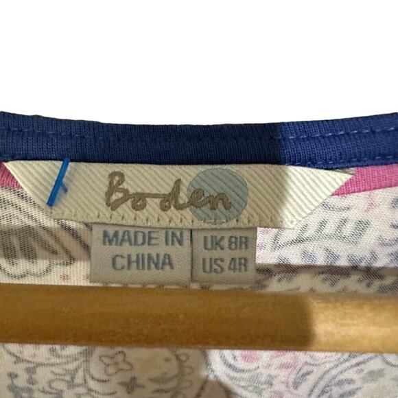 Boden Margot Scoop Neck Cap Sleeve Pockets Knee Length Paisley Print Dress 4R - Picture 8 of 10